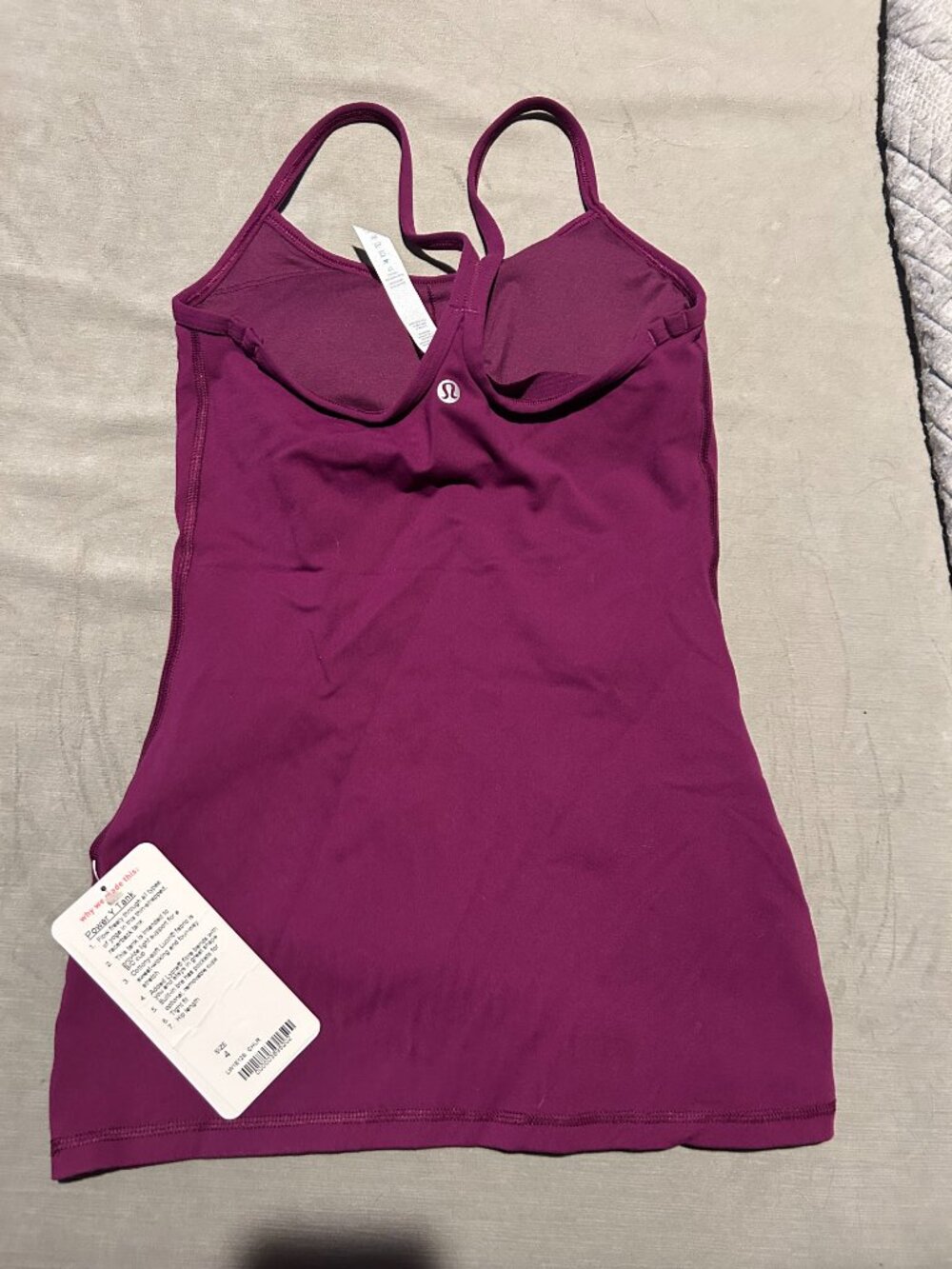 NWT LULULEMON Power Y Tank Cherie Purple Size 4 - Picture 2 of 3